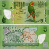 Cédula Fiji 5 Dólares ( Polímero ) Flor De Estampa 
