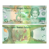 Cédula Ilhas Cayman 5 Dólares Flor De Estampa