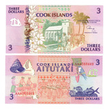 Cédula Ilhas Cook 3 Dollars Flor De Estampa