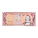 Cédula República Dominicana 5 Pesos Oro 1990