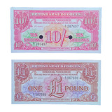 Cédulas Inglaterra 10 Shillings 1956 E 1 Pound 1956 Ambas Fe