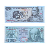 Cédulas México 5 Pesos 1972 E 10 Pesos 1970 ( Difícil )
