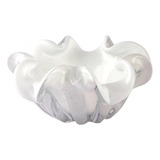 Centro De Mesa De Vidro Murano Veneza 21x21x9,5cm Branco Lei