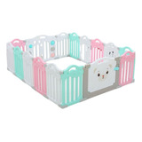 Cercado Baby Modular Cercadinho Criança Berço Portátil Bebê Cor Rosa Desenho Do Tecido Mod