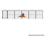 Cercado Cão Cachorro 5 Módulos + Portão Linear 3,93m X 82cm Cor Preto