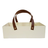 Cesta Cartonada Rígida Com Alça 30x16,5x9 Cm Creme