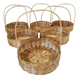 Cesta De Bambu Fraldeira 30 Cm Presente - Kit Com 6 Cestas