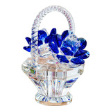 Cesta De Flores Ornamento De Cristal Estatueta Decoração 3d