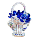 Cesta De Flores Ornamento De Cristal Estatueta Decoração 3d