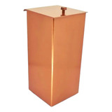 Cesta De Lixo Banheiro Quadrada Tampa Aço Inox Cobre Rose