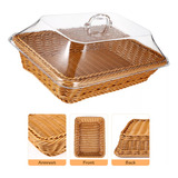 Cesta De Pão De Frutas Tecida Em Rattan Com Tampa 1pc