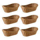 Cesta De Pão Oval De Vime, Pacote Com 6, Cesta D
