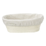 Cesta Pão Oval À Prova Banneton E Forro Massa Linho
