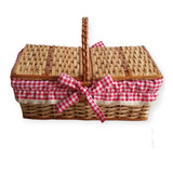 Cesta Piquenique Vime C/tecido Xadrez Picnic G 43x25x16