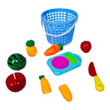 Cestinha C/ Frutas De Cortar De Brinquedo 09 Pc Luxo