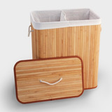 Cesto Bambu Alças Roupas Banheiro Lavanderia Quarto Duplo