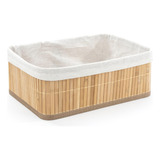 Cesto Caixa Organizadora Bambu Claro C/forro 26cm Retangular