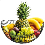 Cesto De Frutas Fruteira Preta Mesa Grande De Balcão Ferro
