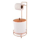 Cesto De Lixo 5 Litros Suporte Papel Higiênico Cobre
