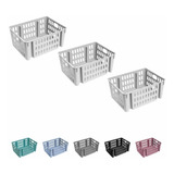 Cesto Decorativo Empilhavel Organizador Cozinha Casa Kit C/3