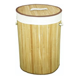 Cesto Organizador Brinquedos Roupas Bambu Dobrável Redondo