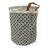 Cesto Organizador Dobrável Com Alça 35x45cm Branco E Preto