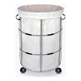 Cesto Para Roupas Sujas Inox Cromado Redondo 56cm Comsaco