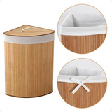Cesto Roupas Suja Bambu Dobravel Infantil Forrado Bebe Canto