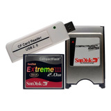 Cf 2gb + Leitor Compact Flash Usb + Adaptador Pcmcia Sandisk