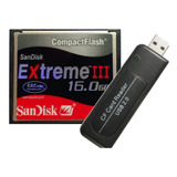 Cf Cartão Compact Flash Sandisk 16gb Extreme3 + Leitor Usb