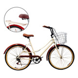 Ch Bike Retro Vintage Bicicleta Aro 26 Feminina Retro Vintage 6 Marchas Com Garupa Cor Marrom