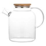 Chaleira De Vidro 1.6 L Tampa De Bambu Com Coador No Bico