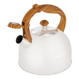 Chaleira Wood De Aço Inox Com Apito 2,5l Tampa E Alça Bege
