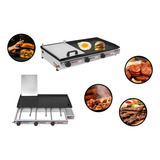 Chapa 80x40 À Gas Inox Com Prensa Resistente Lanches Porção