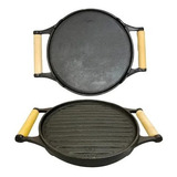 Chapa Bifeteira Dupla Face De Ferro Fundido Redonda 28cm