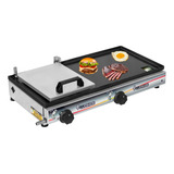 Chapa De Lanche Sanduicheira 30x60 C/ Prensa Coletor Gordura