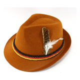Chapéu Alemão C/ Pluma Oktoberfest Carnaval Festa Fantasia Cor Marrom