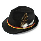 Chapéu Alemão C/ Pluma Oktoberfest Carnaval Festa Fantasia Cor Preto
