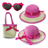 Chapeu De Praia Infantil Com Bolsinha E Oculos De Sol