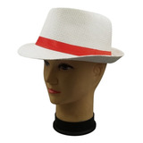 Chapéu Panamá Branco Fita Vermelha Gafieira