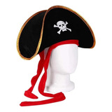 Chapéu Pirata Fita Vermelha E Esqueleto
