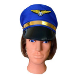 Chapéu Quepe De Aviador Piloto Azul Cosplay Festas Carnaval