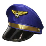 Chapéu Quepe De Aviador Piloto Azul Cosplay Festas Carnaval