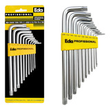 Chave Para Parafuso Torx Aço Tipo L 10 Peças T9 A T50 Eda Cor Amarelo