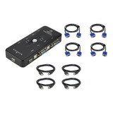 Chaveador Kvm Usb Switch 1x4 Portas Kit 8 Cabos Vga Kvm Usb