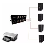 Chaveador Seletor Manual Usb 4 Computadores Fax Impressoras Cor Preto 5v