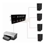 Chaveador Seletor Manual Usb 4 Computadores Impressoras Fax 