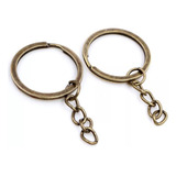 Chaveiro Argolas 25mm Com Corrente + 100 Elo 8mm Ouro Velho