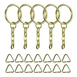 Chaveiro Com Argola Batida E Corrente Rosê Gold 100 Un