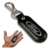 Chaveiro Couro Automotivo Carro Mosquetão Preto Black